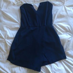 Strapless Navy Blue Romper